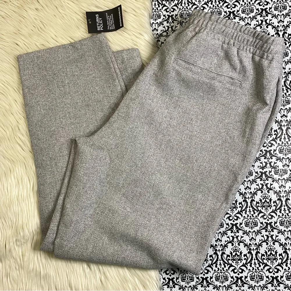 NWT : boohoo Men’s size 3XL : light gray boucle elastic drawstring trouser pants